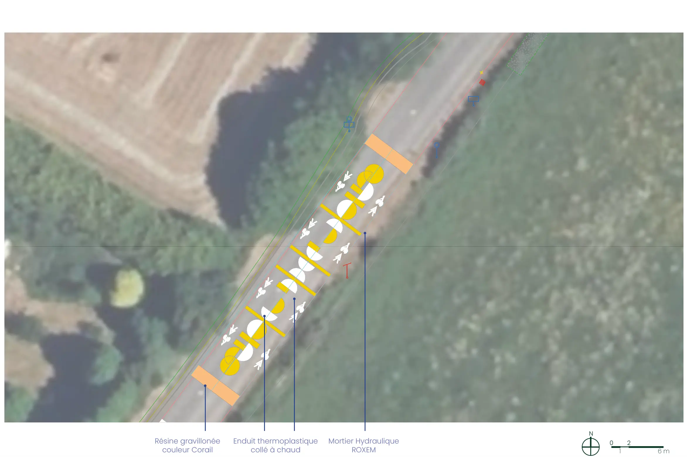 Zoom du plan des aménagements, route de Saint Thurien