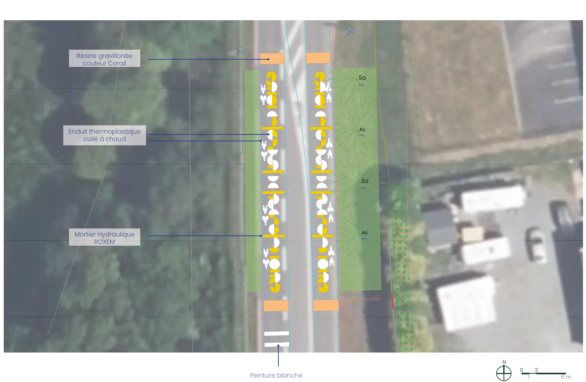 Zoom du plan des aménagements, route de Scaër